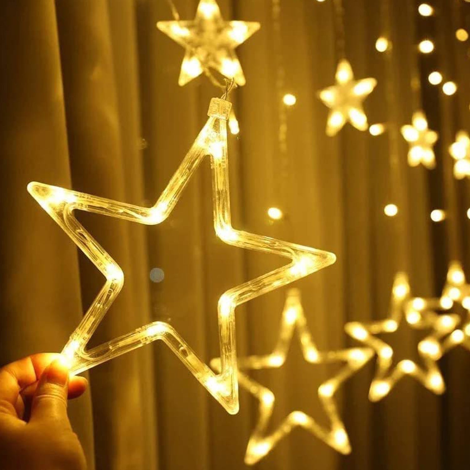 1278 12 STARS CURTAIN STRING LIGHTS, WINDOW CURTAIN LIGHTS WITH 8 FLASHING MODES DECORATION FOR FESTIVALS 1278 12 STARS CURTAIN STRING LIGHTS, WINDOW CURTAIN LIGHTS WITH 8 FLASHING MODES DECORATION FOR FESTIVALS